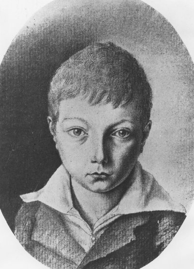 Portrait of Charles Augustin Sainte-Beuve, Aged 9 by E. de Bonnieres